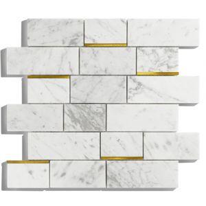 Pastilhas de Pedra Retangular (Mármore Carrara e Dourado)