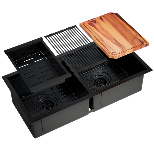 Kit Cuba Workstation Inox com Acess&oacute;rios (Kobe Preta Fosca)