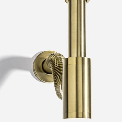 Sifão Metálico Flexível com Copo para Banheiro (Line Dourado Fosco) Produto Sifão Metálico Flexível com Copo para Banheiro (Line Dourado Fosco)