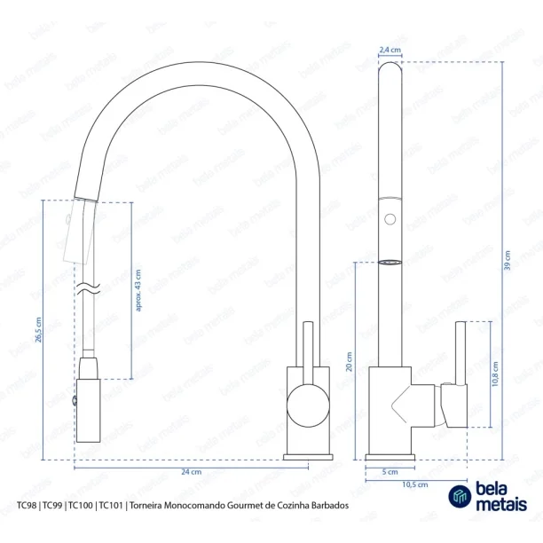 Produto Torneira Monocomando Gourmet de Cozinha (Barbados Dourada) - Outlet