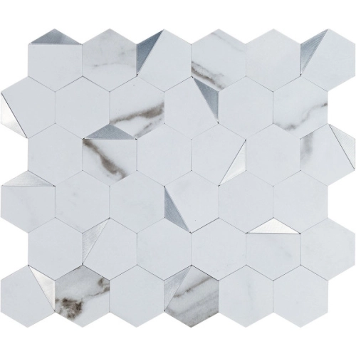 Pastilhas Adesivas Met&aacute;licas (Carrara Silver)