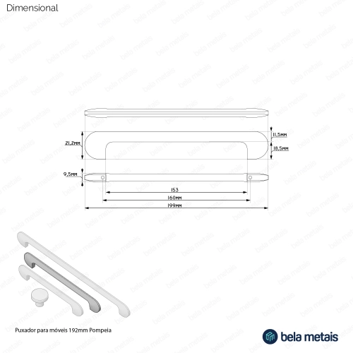 Puxador para Móvel Alça Sobrepor 160 mm Zamac (Pompeia Cromado) Produto Puxador para Móvel Alça Sobrepor 160 mm Zamac (Pompeia Cromado)