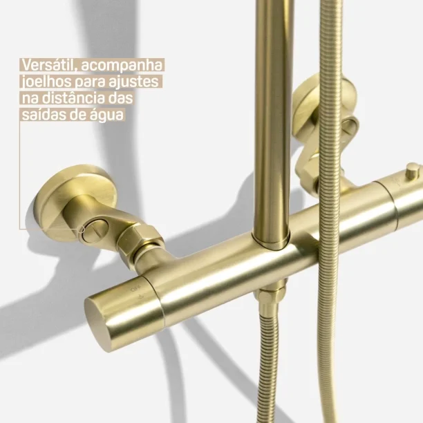 Ducha Coluna de Inox Redonda 25 cm (Dourada Fosca) - Outlet Produto Ducha Coluna de Inox Redonda 25 cm (Dourada Fosca) - Outlet