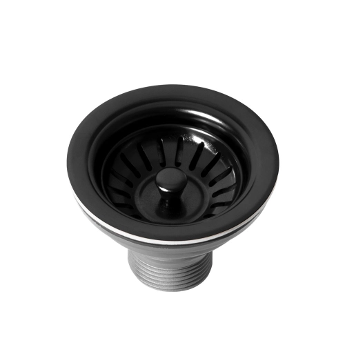 V&aacute;lvula Inox para Cuba Cozinha 4 1/2" com Tampa (Preta Fosca)