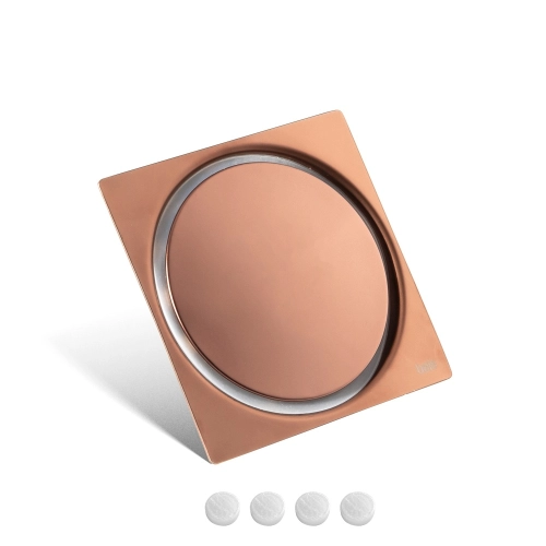 Ralo Click Inteligente de Banheiro 10x10 cm (Inox Rosé Gold) - Outlet Produto Ralo Click Inteligente de Banheiro 10x10 cm (Inox Rosé Gold) - Outlet