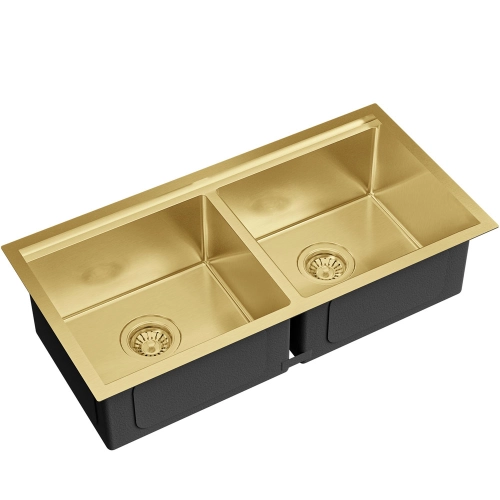 Cuba Dupla Workstation de Cozinha Inox 82x41 cm (Kobe Ouro Fosca)