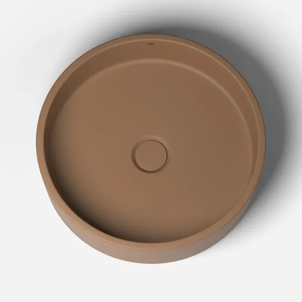 Produto Cuba de Banheiro Concreto Apoio Redonda 39 cm (Oso Ocre)