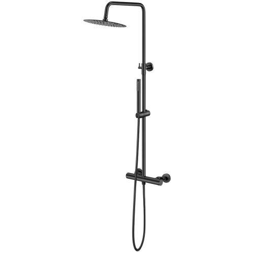 Ducha Coluna de Inox Redonda 25 cm (Preta Fosca)