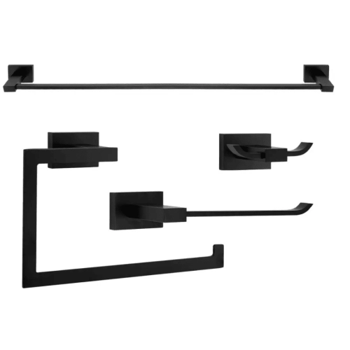 Kit de Acess&oacute;rios para Banheiro (Mondrian Preto Fosco)