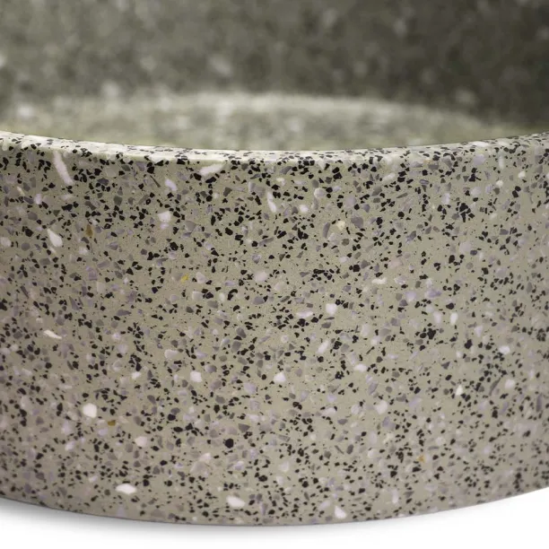 Produto Cuba de Banheiro Concreto Apoio Redonda 35cm (Oso Granilite Fóssil)