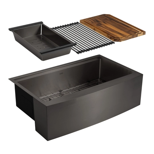 Kit Cuba Fazenda Workstation Inox com Acess&oacute;rios (Narita Grafite Fosca)