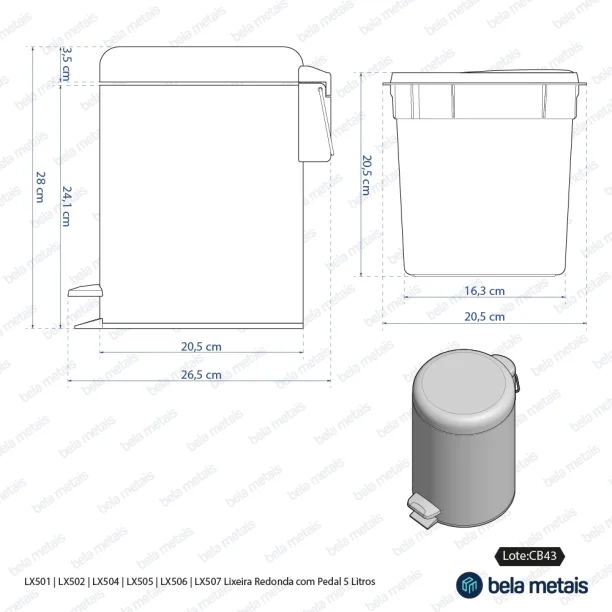 Lixeira Redonda com Pedal 5 Litros (Dourada Fosca) - Outlet Produto Lixeira Redonda com Pedal 5 Litros (Dourada Fosca) - Outlet