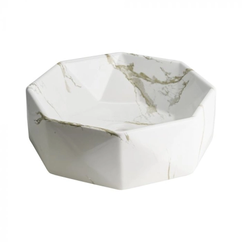 Cuba de Banheiro Lou&ccedil;a Apoio Redonda 42 cm (Murano M&aacute;rmore Carrara)