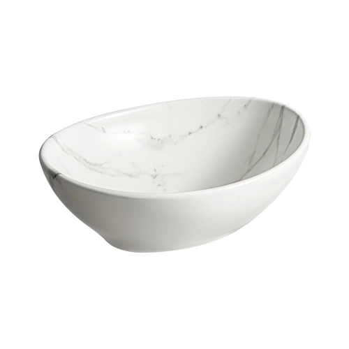 Cuba de Banheiro Lou&ccedil;a Apoio Oval 41 cm (Bari M&aacute;rmore Calacata)