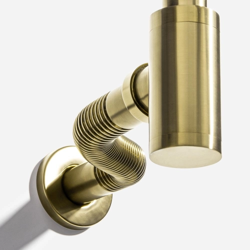Sifão Metálico Flexível com Copo para Banheiro (Line Dourado Fosco) Produto Sifão Metálico Flexível com Copo para Banheiro (Line Dourado Fosco)