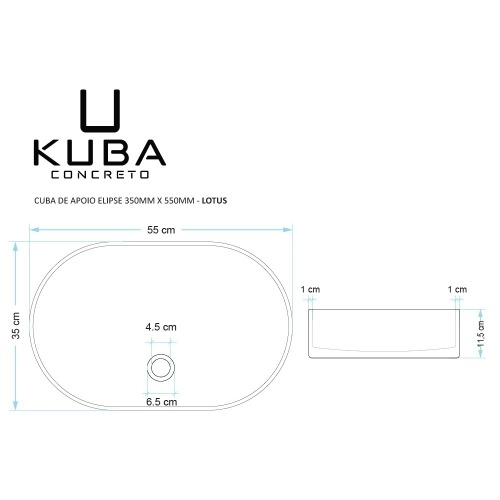 Produto Cuba de Banheiro Concreto Apoio Elipse 55 cm (Lotus Pêssego)
