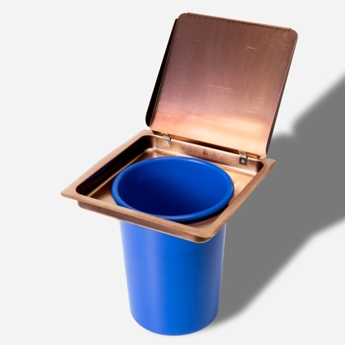Lixeira Embutida de Cozinha Inox Quadrada 5 Litros (Rosé Gold Fosca) - Outlet Produto Lixeira Embutida de Cozinha Inox Quadrada 5 Litros (Rosé Gold Fosca) - Outlet