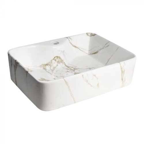 Cuba de Banheiro Lou&ccedil;a Apoio Retangular 48 cm (Roma M&aacute;rmore Carrara)