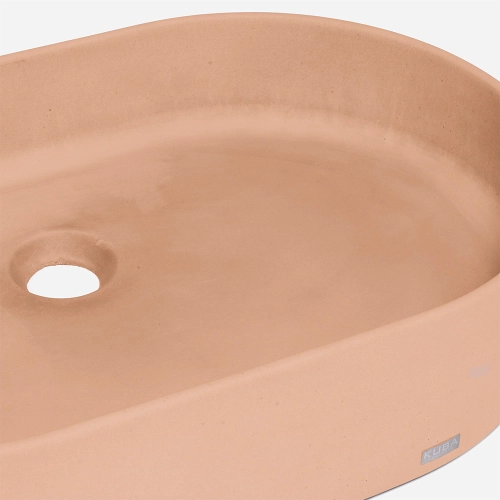 Produto Cuba de Banheiro Concreto Apoio Elipse 55 cm (Lotus Pêssego)