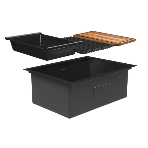 Kit Cuba Workstation Inox com Acess&oacute;rios (Kyoto Preta Fosca)