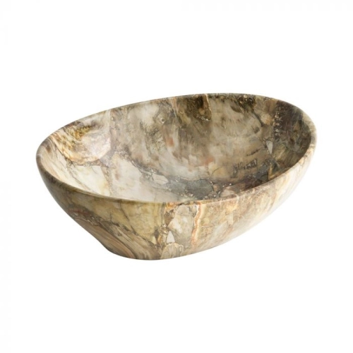 Cuba de Banheiro Lou&ccedil;a Apoio Oval 41 cm (Bari M&aacute;rmore &Ocirc;nix Marrom)