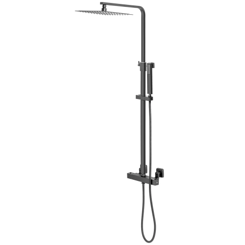 Ducha Coluna de Inox Quadrada 25 cm (Preta Fosca)