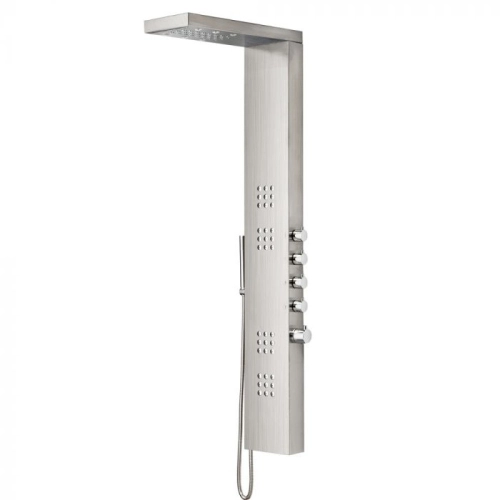 Ducha Vertical com Hidro Cascata e Led Square (Inox Escovada)