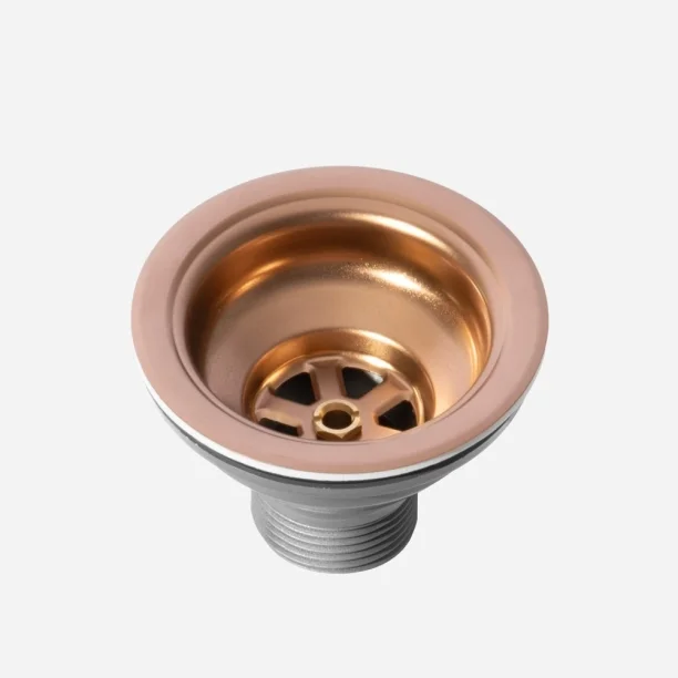 Válvula Inox para Cuba Cozinha 4 1/2" com Tampa (Rosé Gold Fosca) Produto Válvula Inox para Cuba Cozinha 4 1/2" com Tampa (Rosé Gold Fosca)