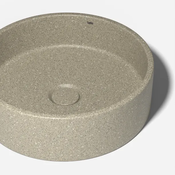 Produto Cuba de Banheiro Concreto Apoio Redonda 35cm (Oso Granilite Fóssil)