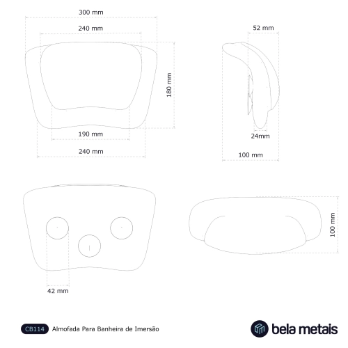 Almofada para Banheira de Imers&atilde;o (Eiri Preta)