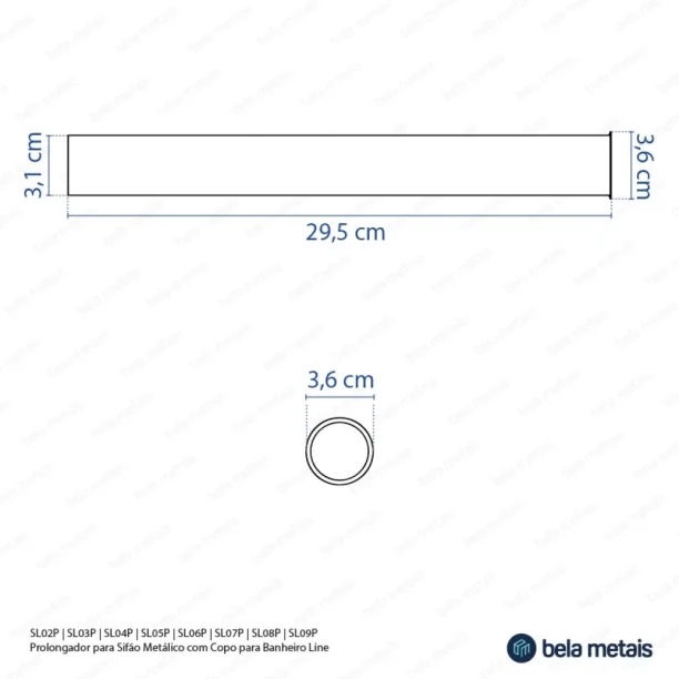 Produto Prolongador de Sifão Metálico (Line Escovado) - Outlet