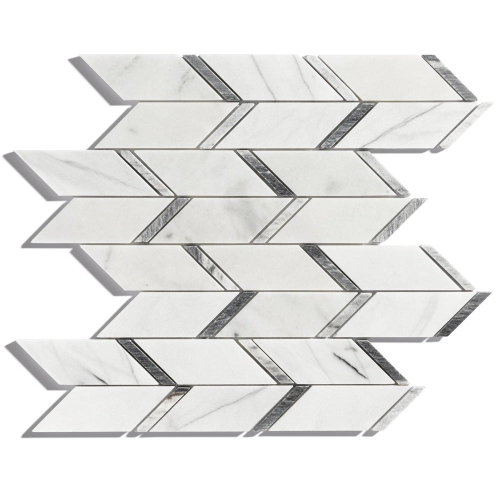 Pastilhas de Pedra Chevron (Mármores Piguês e Grey) Produto Pastilhas de Pedra Chevron (Mármores Piguês e Grey)