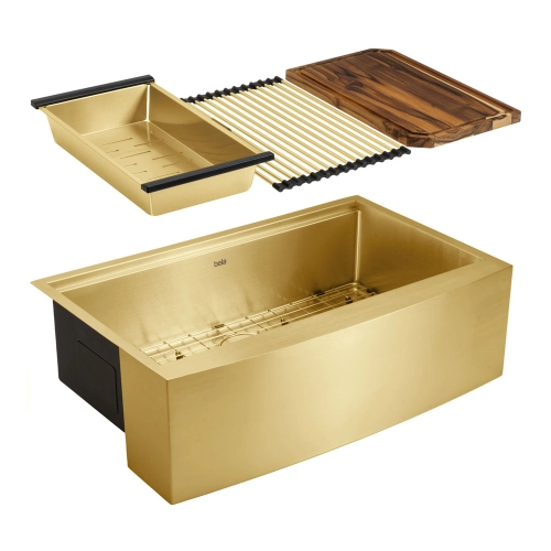 Kit Cuba Fazenda Workstation Inox com Acess&oacute;rios (Narita Ouro Fosca)