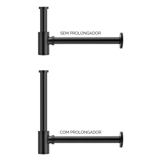 Produto Prolongador de Sifão Metálico (Line Preto Fosco) - Outlet