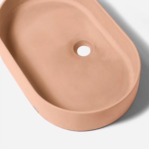 Produto Cuba de Banheiro Concreto Apoio Elipse 55 cm (Lotus Pêssego)