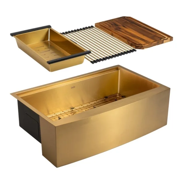 Cesto Escorredor Inox para Cuba Workstation 41x23 cm (Dourado Fosco) Produto Cesto Escorredor Inox para Cuba Workstation 41x23 cm (Dourado Fosco)
