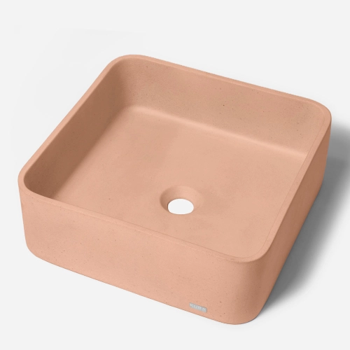 Produto Cuba de Banheiro Concreto Apoio Quadrada 40 cm (Urban Pêssego)