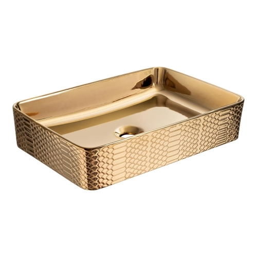 Cuba de Banheiro Lou&ccedil;a Apoio Retangular 51 cm (Loures Ros&eacute; Gold)