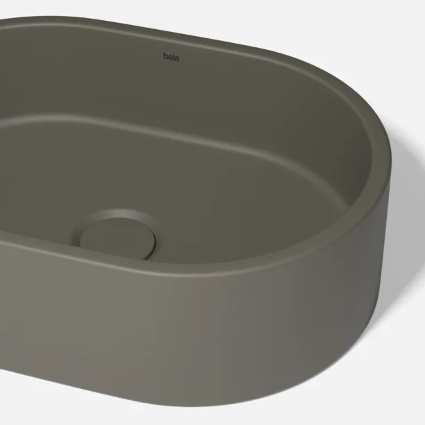 Produto Cuba de Banheiro Concreto Apoio Elipse 40 cm (Francs Musgo)