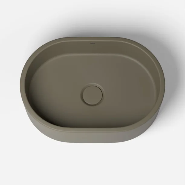Produto Cuba de Banheiro Concreto Apoio Elipse 40 cm (Francs Musgo)
