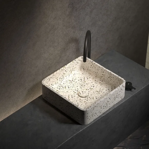 Produto Cuba de Banheiro Concreto Apoio Quadrada 39 cm (Guna Granilite Opala)