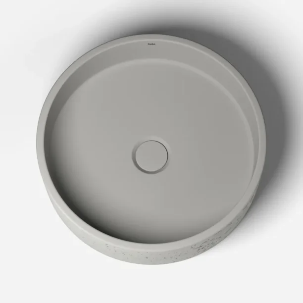 Produto Cuba de Banheiro Concreto Apoio Redonda 39 cm (Oso Marfim)