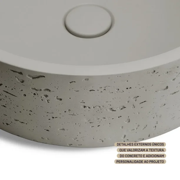 Produto Cuba de Banheiro Concreto Apoio Redonda 39 cm (Oso Marfim)