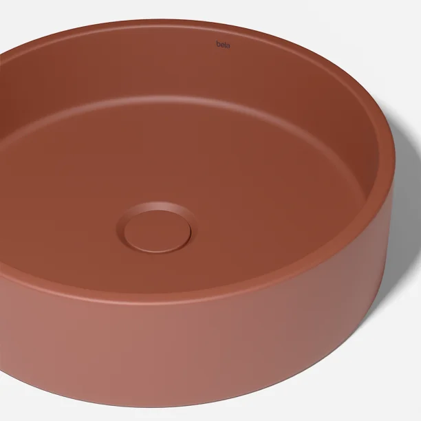 Produto Cuba de Banheiro Concreto Apoio Redonda 39 cm (Oso Marsala)
