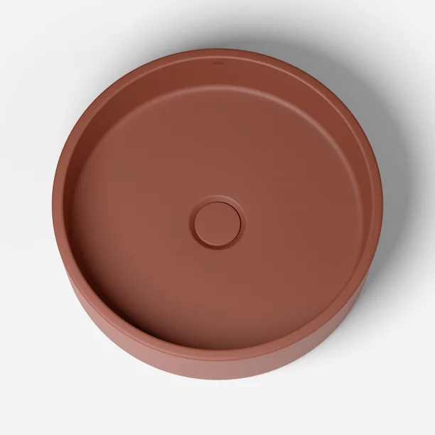 Produto Cuba de Banheiro Concreto Apoio Redonda 39 cm (Oso Marsala)