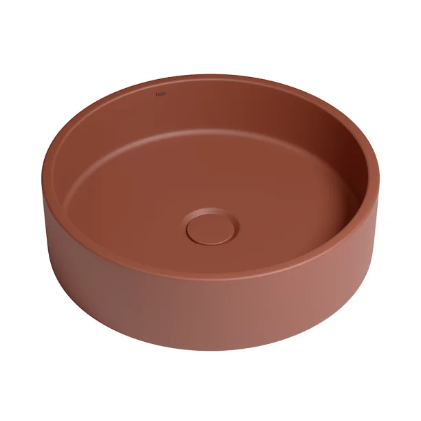 Produto Cuba de Banheiro Concreto Apoio Redonda 39 cm (Oso Marsala)