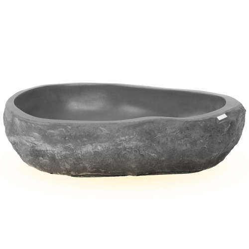 Cuba de Banheiro Concreto Apoio Rocha 57 cm com LED (Sten Grafite)