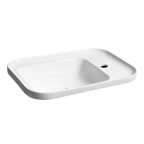 Cuba de Banheiro Lou&ccedil;a Sobrepor com Mesa Lateral 55 cm (Toulon Branca)