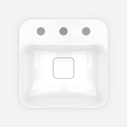 Cuba de Banheiro Lou&ccedil;a Sobrepor Quadrada 03 Furos 38 cm (Blenda Branca)