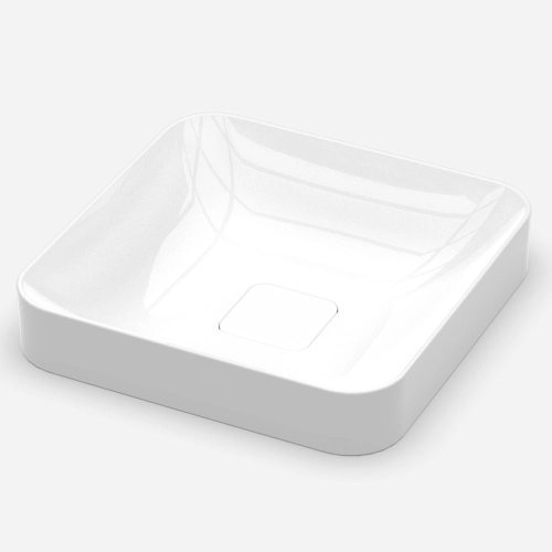 Cuba de Banheiro Lou&ccedil;a Sobrepor Quadrada 38 cm (&Aacute;gata Branca)